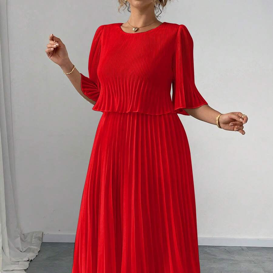 Spring Summer Women’s Pleated Midi Dresses