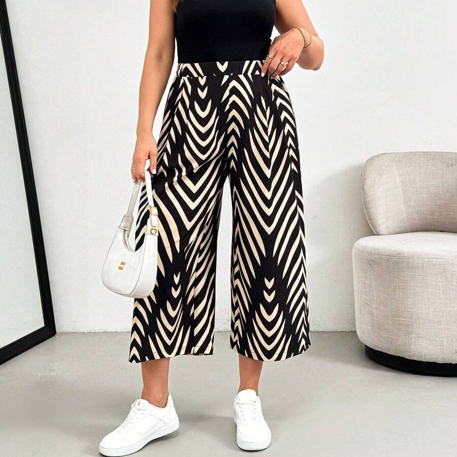 Elastic Waist Cropped Summer Pants