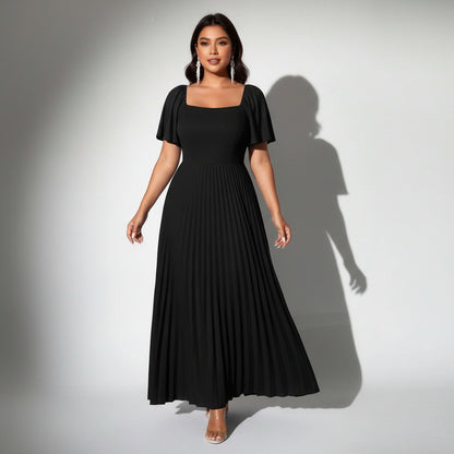 Plus Size Romantic Pleated Midi Dresses