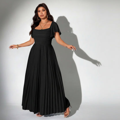 Plus Size Romantic Pleated Midi Dresses