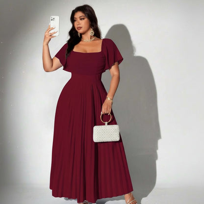 Plus Size Romantic Pleated Midi Dresses