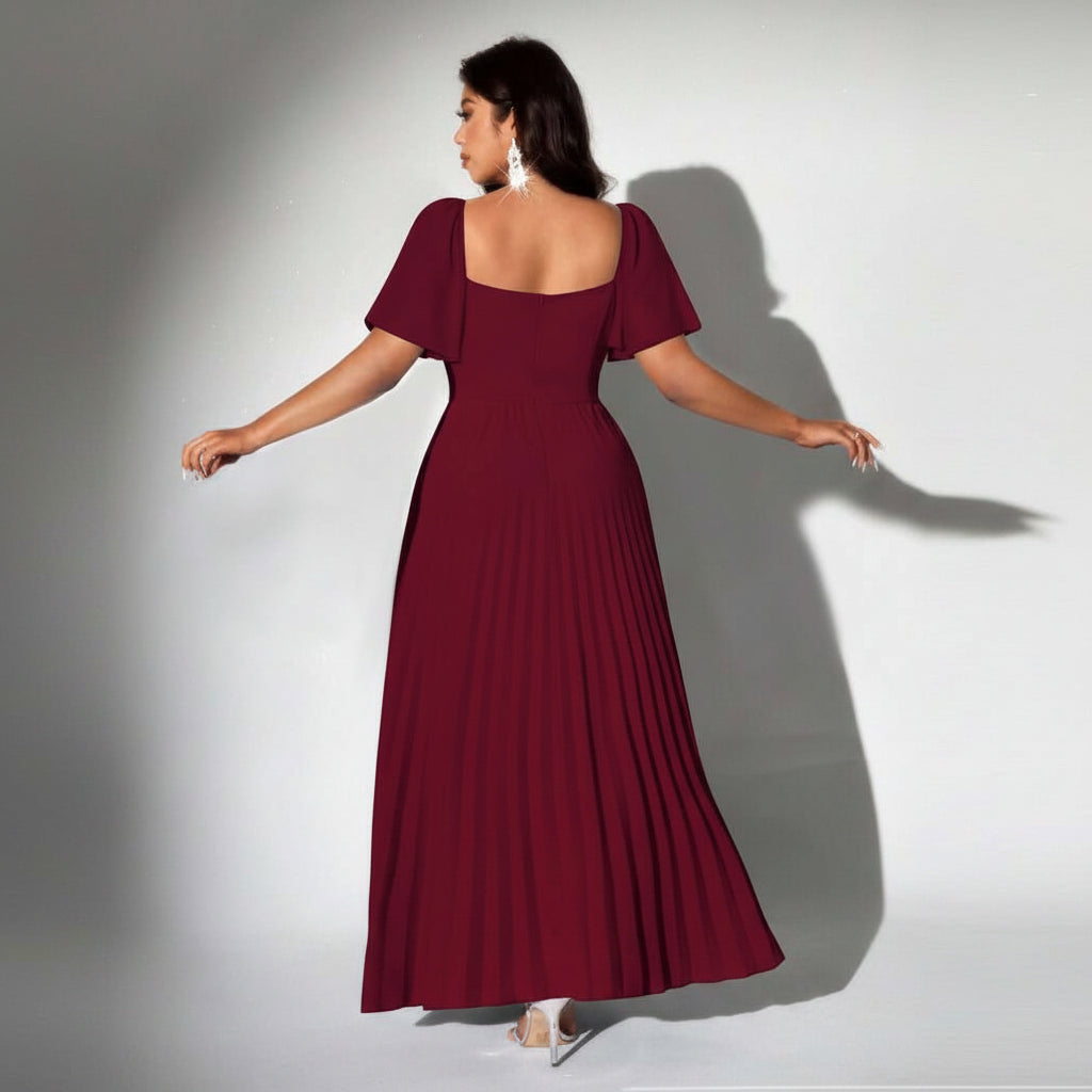 Plus Size Romantic Pleated Midi Dresses