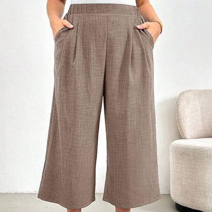 Elastic Waist Cropped Summer Pants