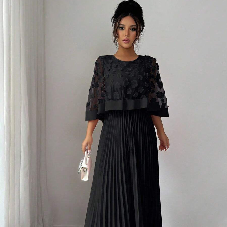 Floral Decor Women’s Pleated Midi Dresses