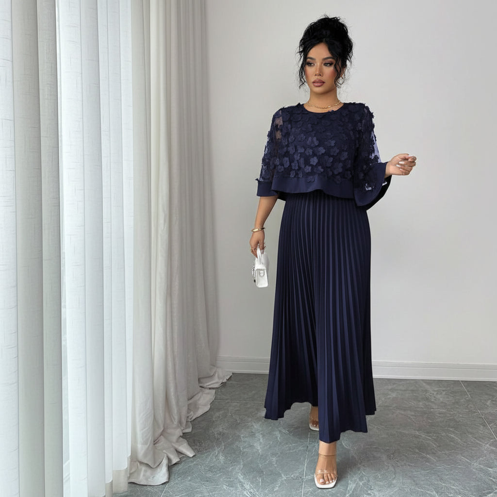 Floral Decor Women’s Pleated Midi Dresses