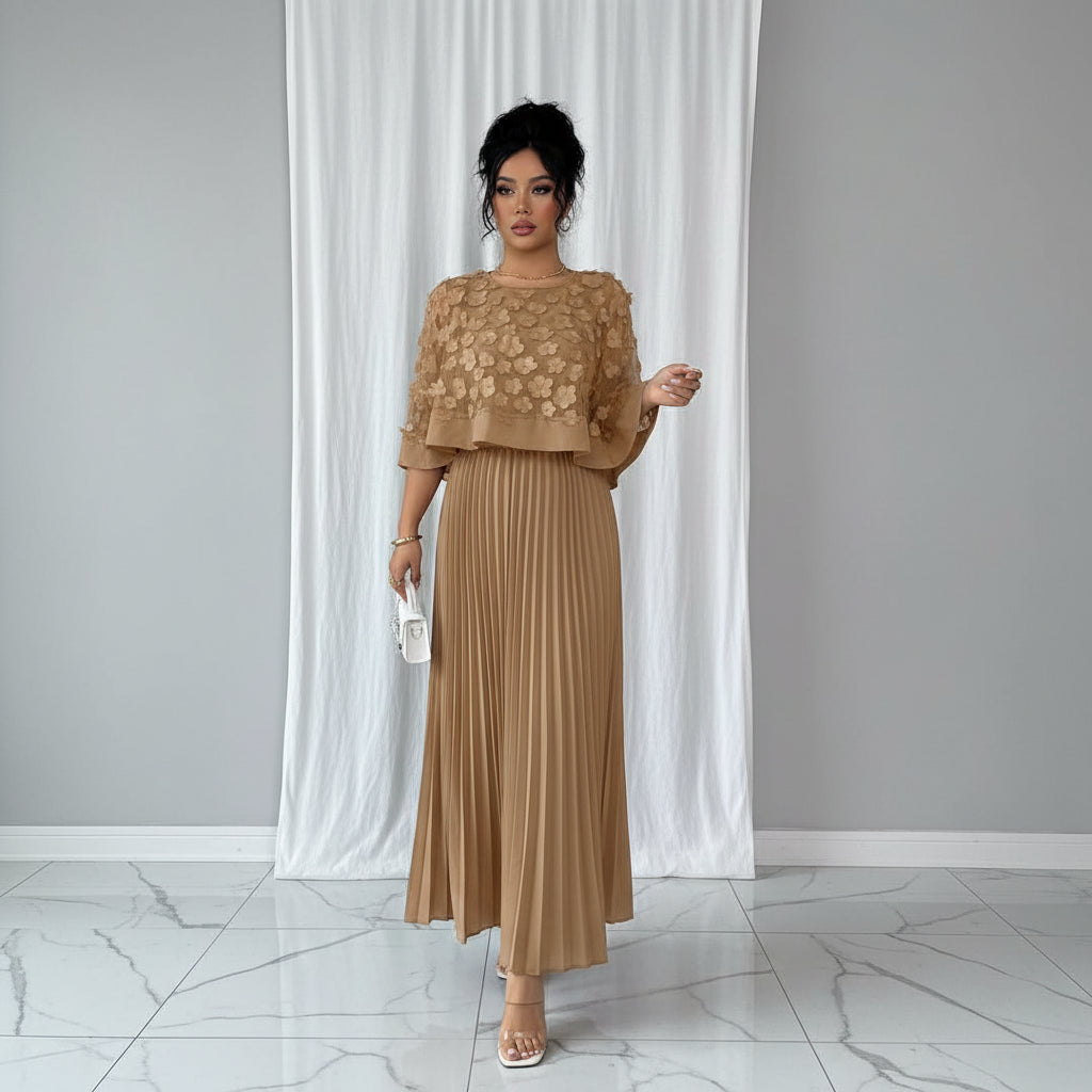 Floral Decor Women’s Pleated Midi Dresses