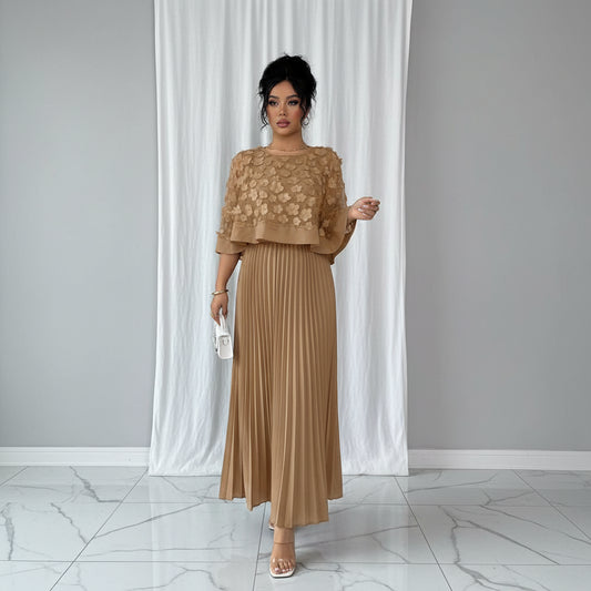 Floral Decor Women’s Pleated Midi Dresses