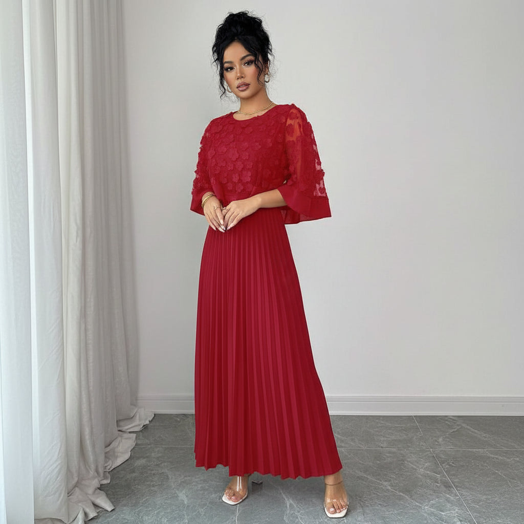 Floral Decor Women’s Pleated Midi Dresses