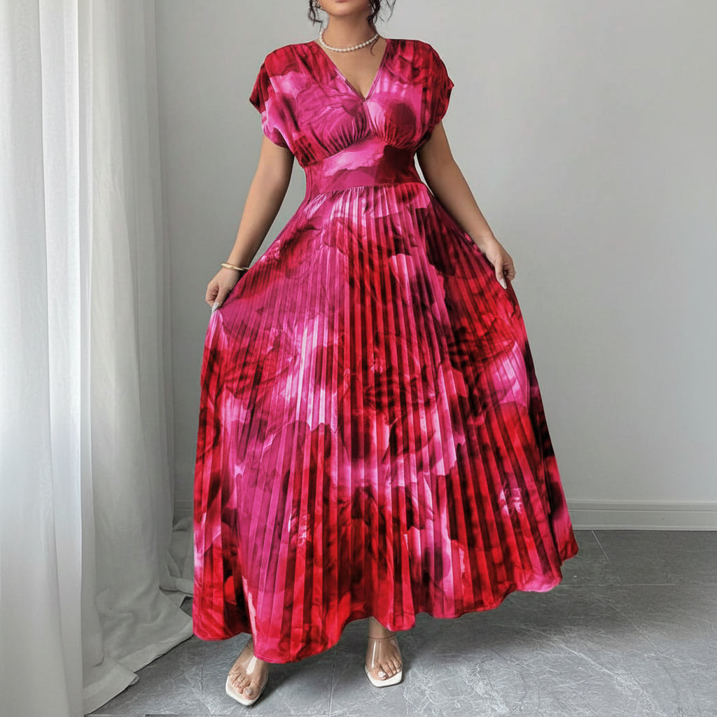 Drop Shoulder Pleated Square Neck Dresses