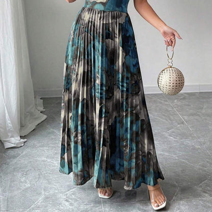 Drop Shoulder Pleated Square Neck Dresses