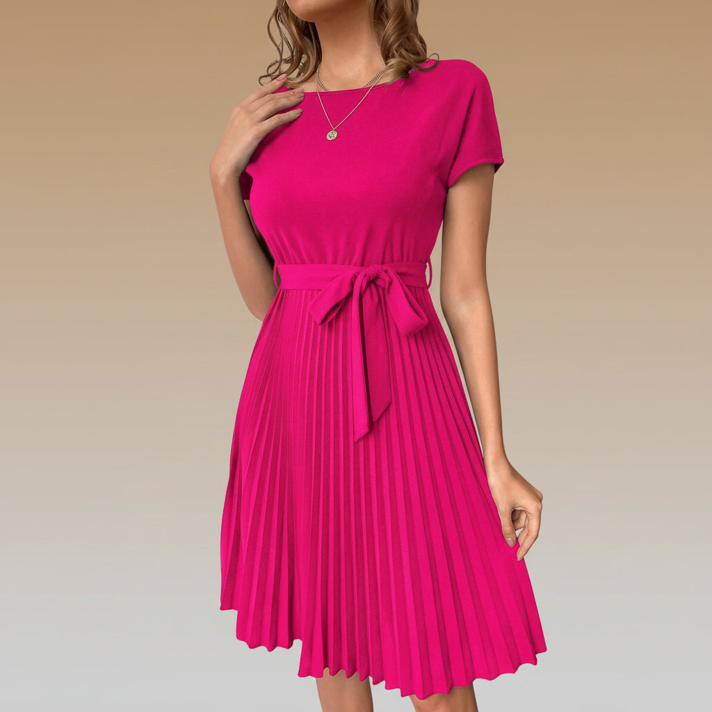 Elegant Women’s Pleated Midi Dresses with Pleated Hem
