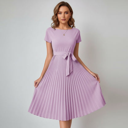 Elegant Women’s Pleated Midi Dresses with Pleated Hem