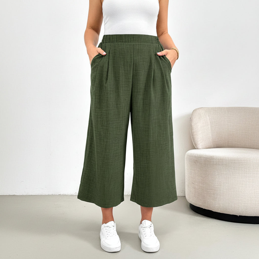 Elastic Waist Cropped Summer Pants