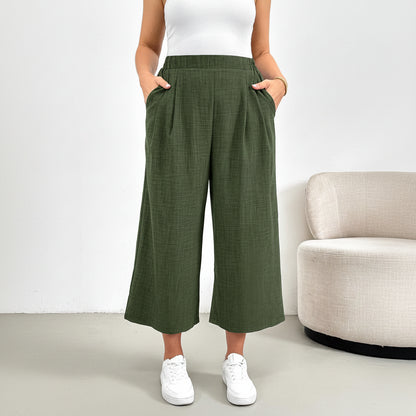 Elastic Waist Cropped Summer Pants