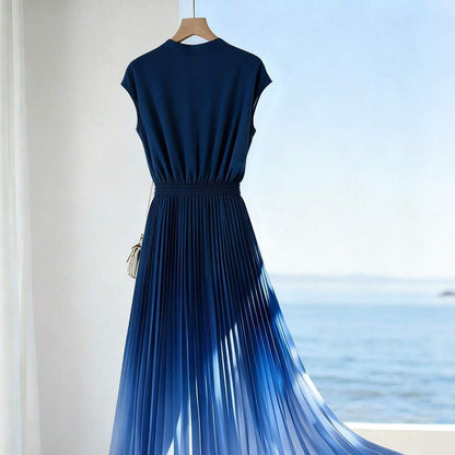 Elegant A Line Pleated Midi Dress for Women
