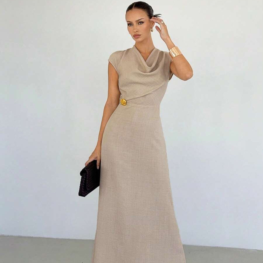 Sophisticated Pleated Square Neck Dresses
