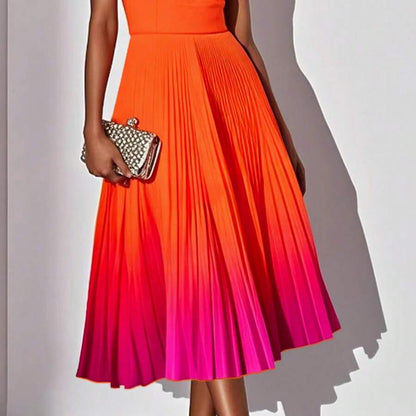 Women’s Casual Elegant Pleated Midi Evening Dress
