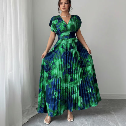 Drop Shoulder Pleated Square Neck Dresses