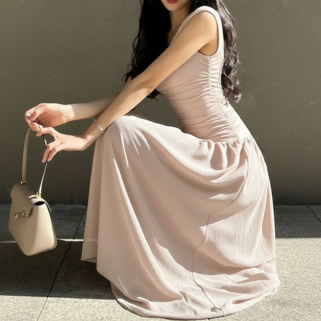 Women’s Elegant Summer Pleated Midi Dresses