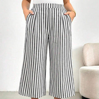 Elastic Waist Cropped Summer Pants