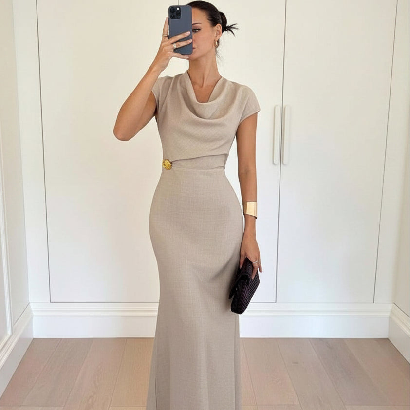 Sophisticated Pleated Square Neck Dresses