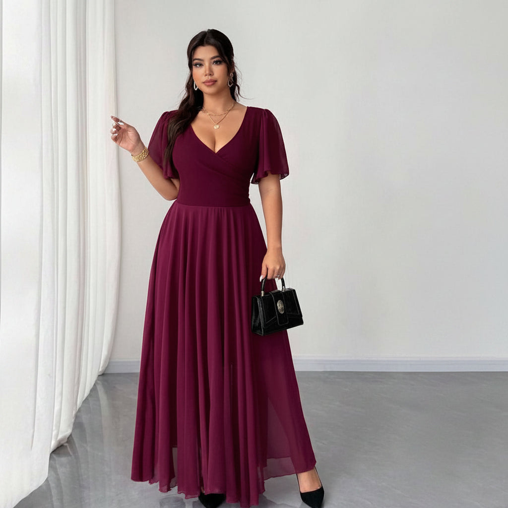 Elegant Romantic Pleated Square Neck Dresses