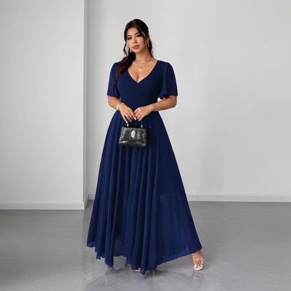 Elegant Romantic Pleated Square Neck Dresses