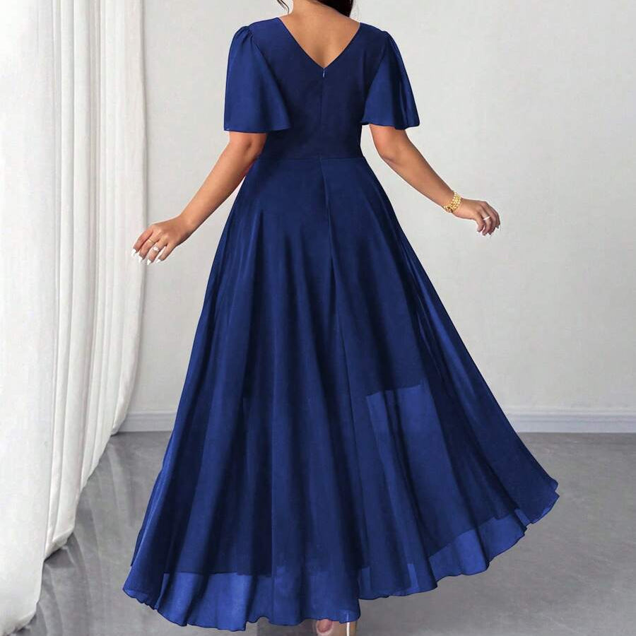 Elegant Romantic Pleated Square Neck Dresses