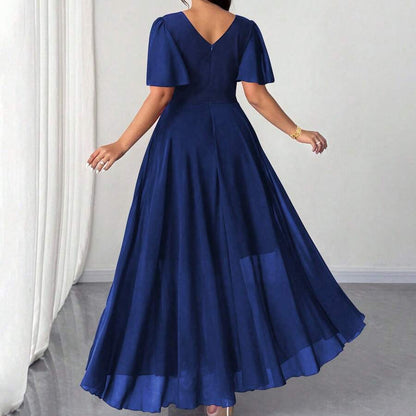 Elegant Romantic Pleated Square Neck Dresses
