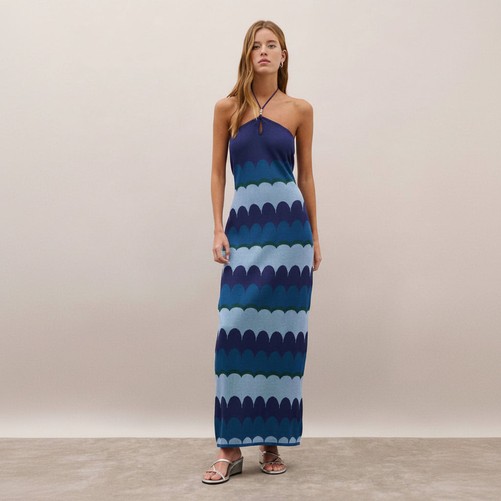 Halter Neck Keyhole Maxi Dresses
