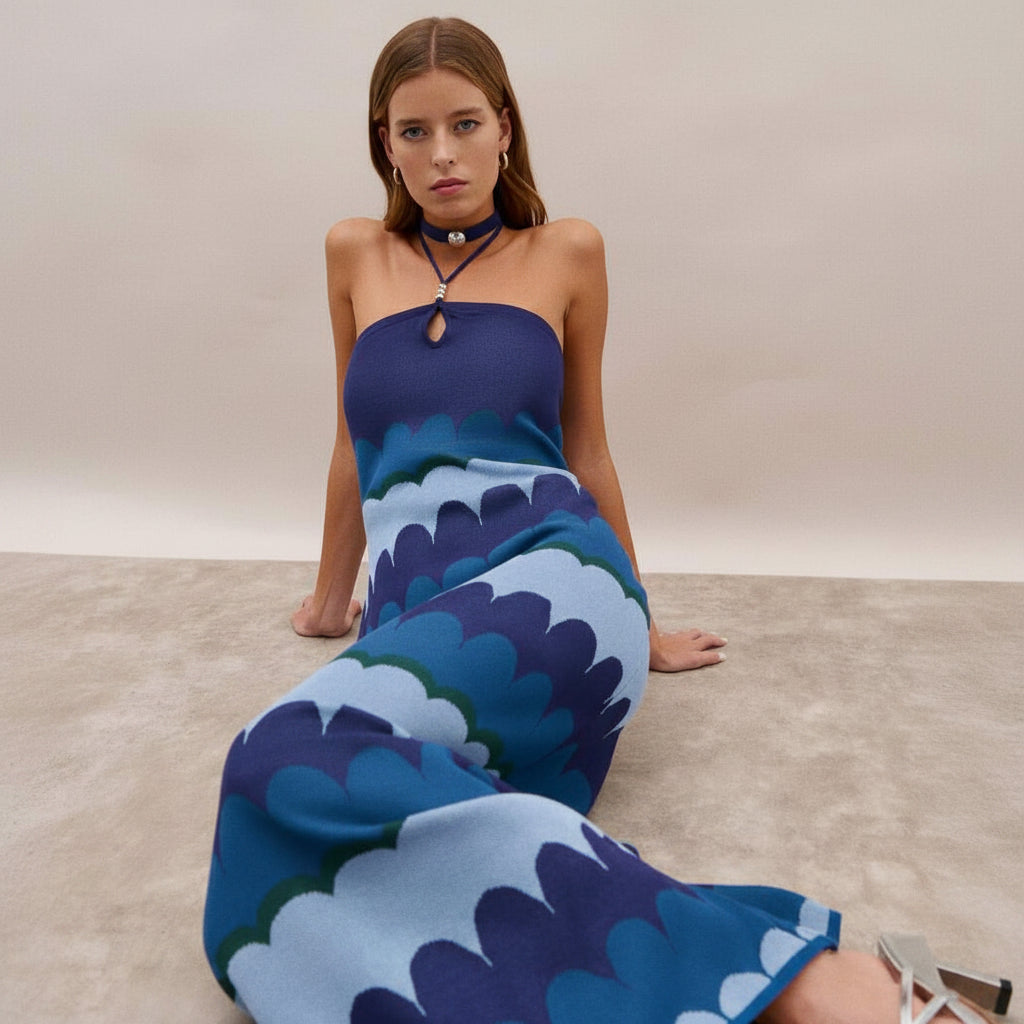 Halter Neck Keyhole Maxi Dresses