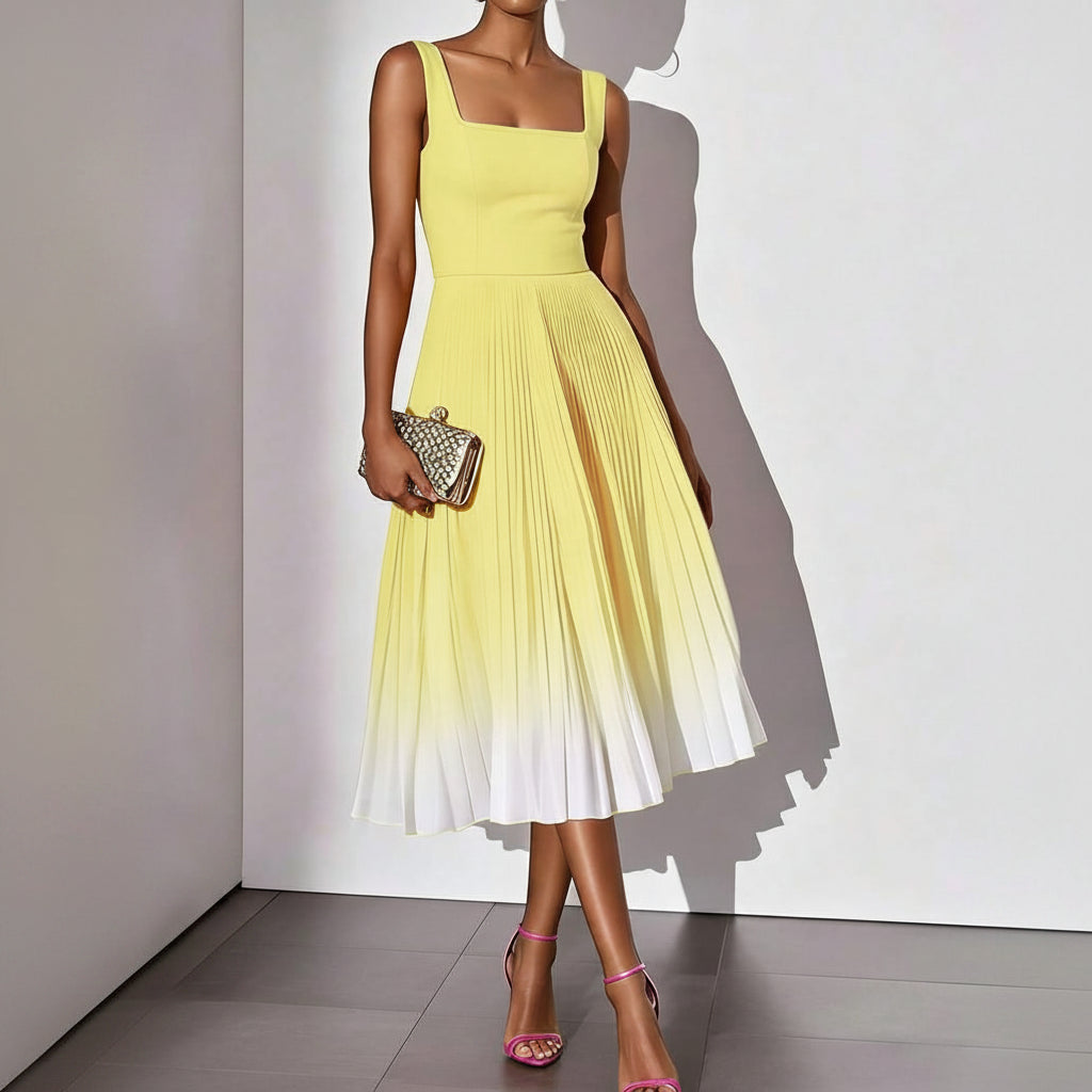 Women’s Casual Elegant Pleated Midi Evening Dress