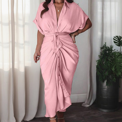 Solid Color Women’s Pleated Midi Dresses