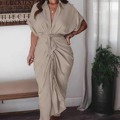 Solid Color Women’s Pleated Midi Dresses