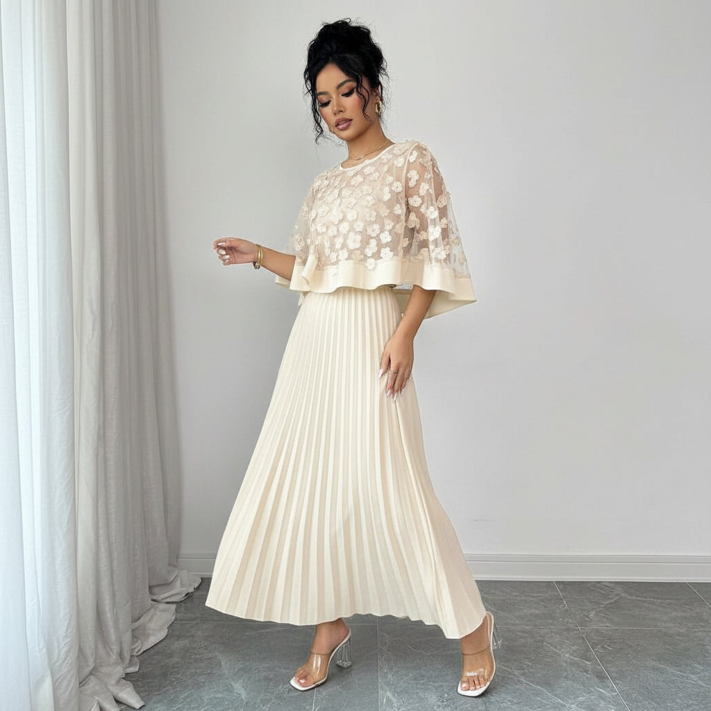 Floral Decor Women’s Pleated Midi Dresses