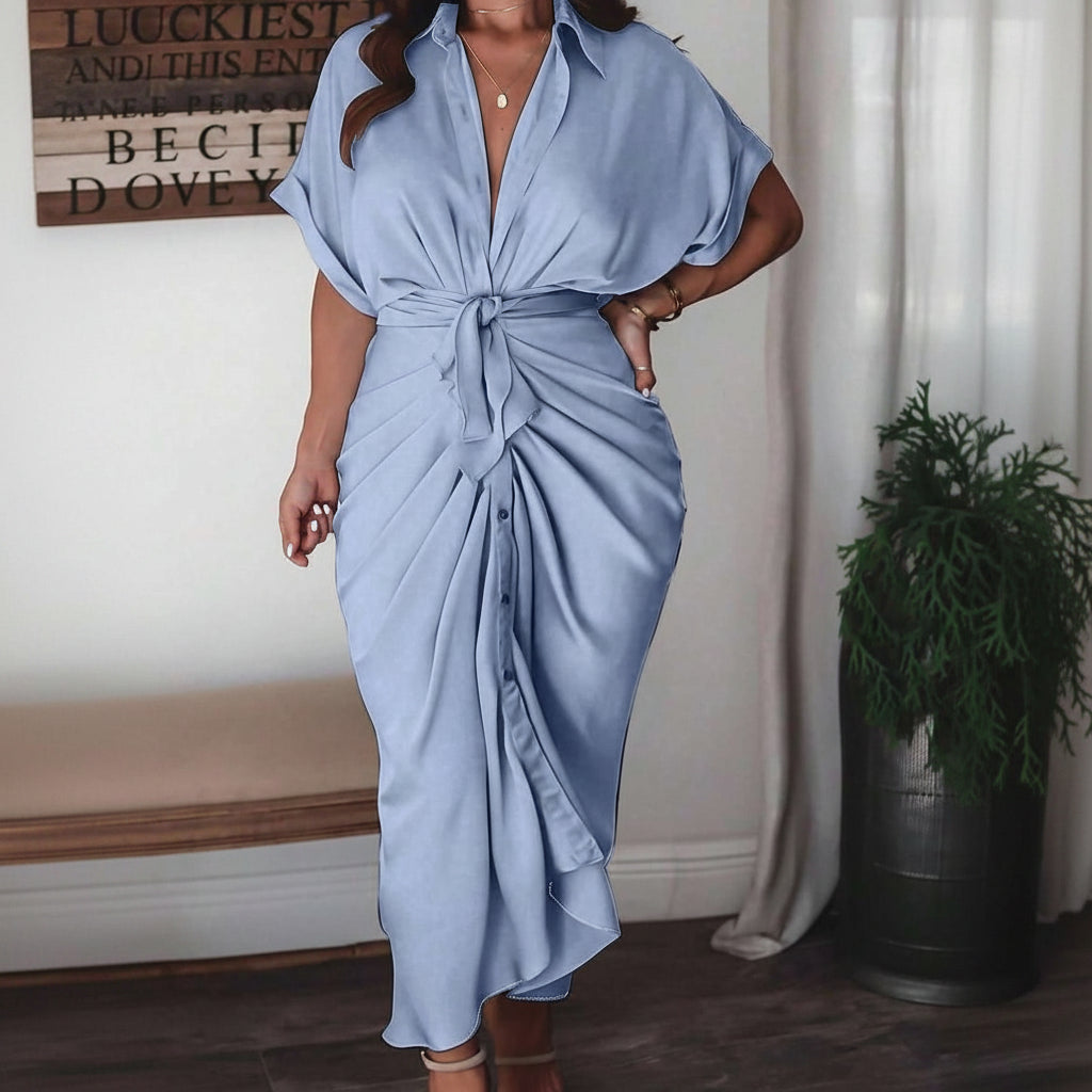 Solid Color Women’s Pleated Midi Dresses