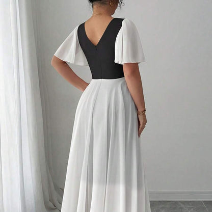 Elegant Romantic Pleated Square Neck Dresses