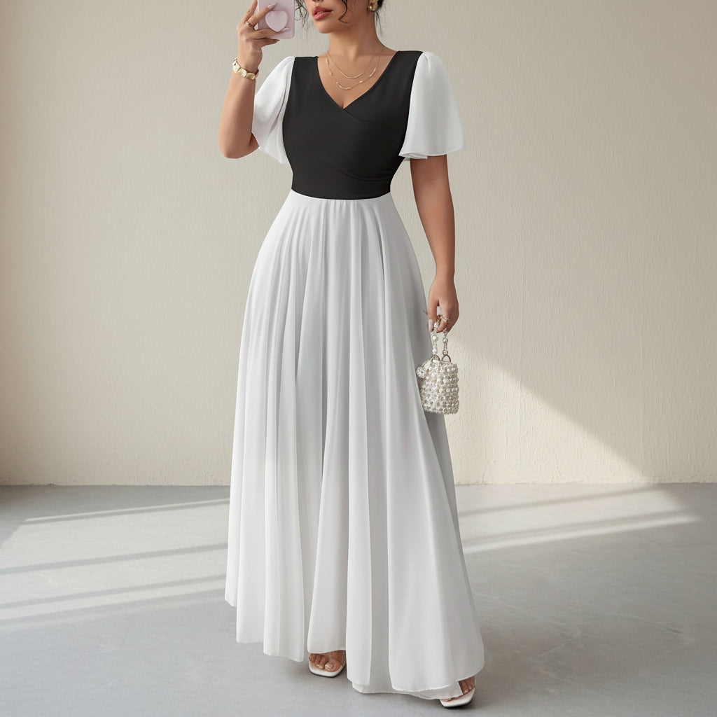 Elegant Romantic Pleated Square Neck Dresses