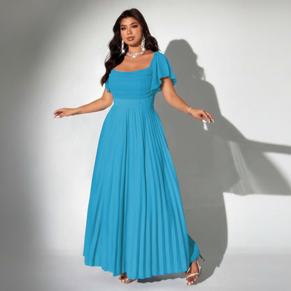 Plus Size Romantic Pleated Midi Dresses
