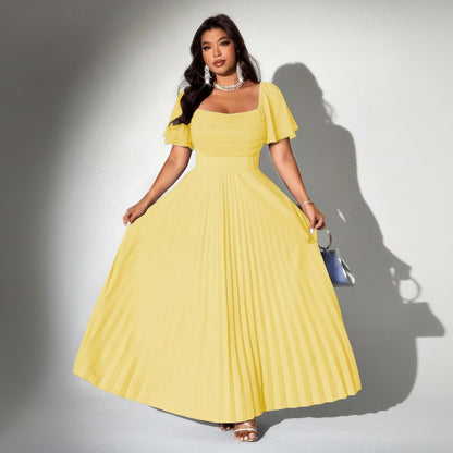 Plus Size Romantic Pleated Midi Dresses