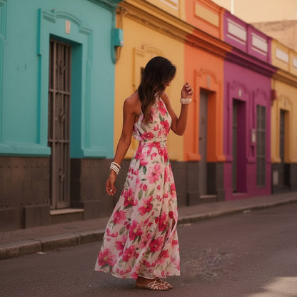 Sleeveless Summer Keyhole Maxi Dresses