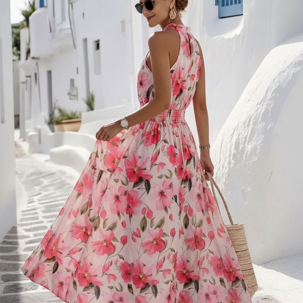 Sleeveless Summer Keyhole Maxi Dresses