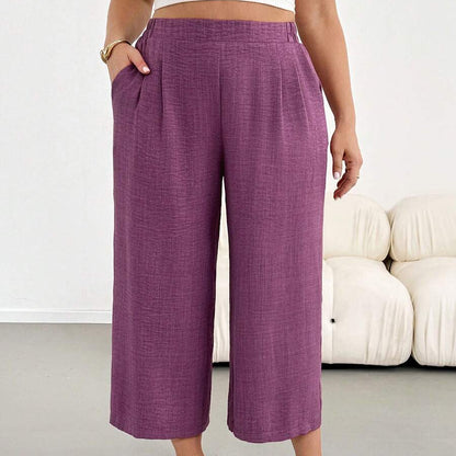 Elastic Waist Cropped Summer Pants