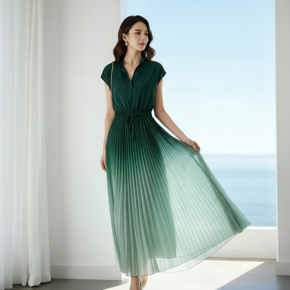 Elegant A Line Pleated Midi Dress for Women