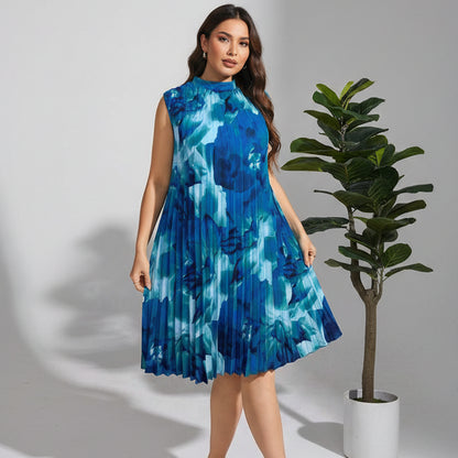 Elegant Plus Size Pleated Midi Dresses