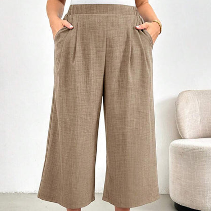 Elastic Waist Cropped Summer Pants