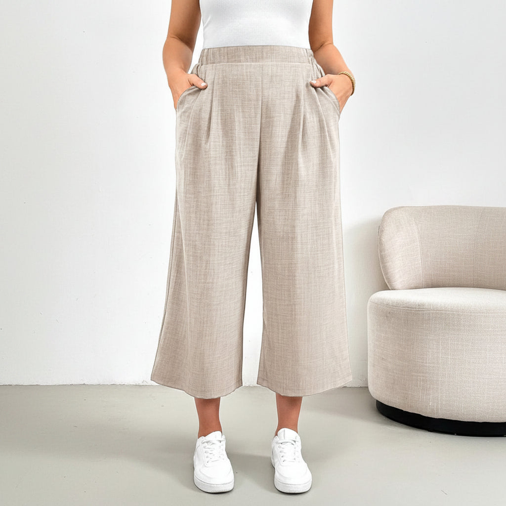 Elastic Waist Cropped Summer Pants