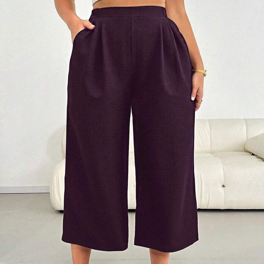 Elastic Waist Cropped Summer Pants