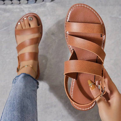 Flat Comfort Sandals with Classic Triple Strap Design