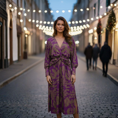 Graceful Midi Dress V Neck